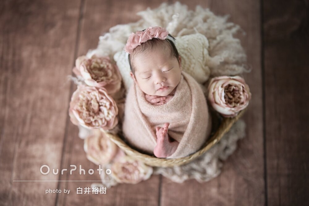 「仕上がりもとても素敵」センスある小物使いでニューボーンフォトの撮影