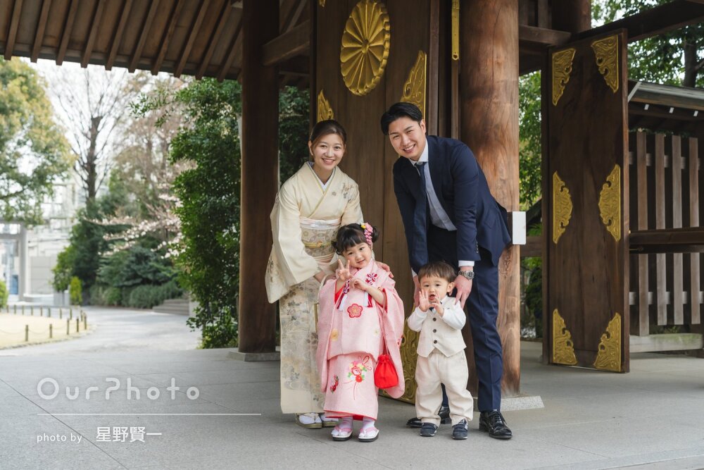 「柔らかく素敵な雰囲気」母娘優しい色味の晴れ着姿が素敵な七五三の撮影