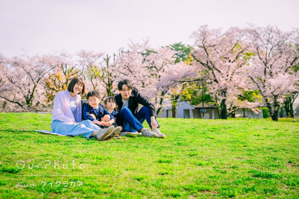 「絵になる写真」美しい桜咲く公園でリピーター様の入学記念の撮影