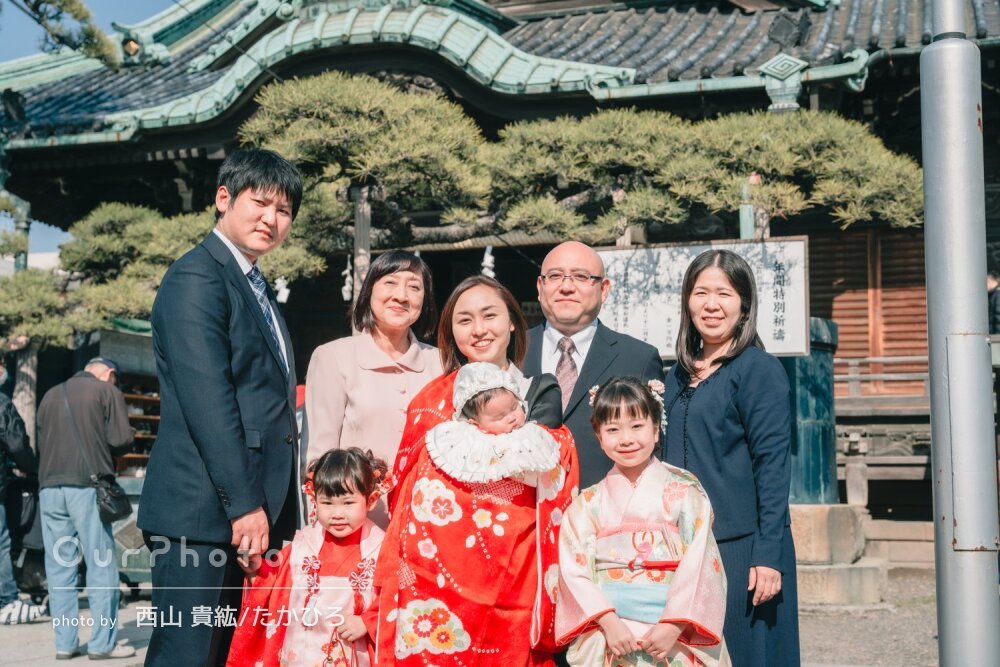 「素敵な写真」姉妹の和装と産着が映える！リピーター様のお宮参りの撮影