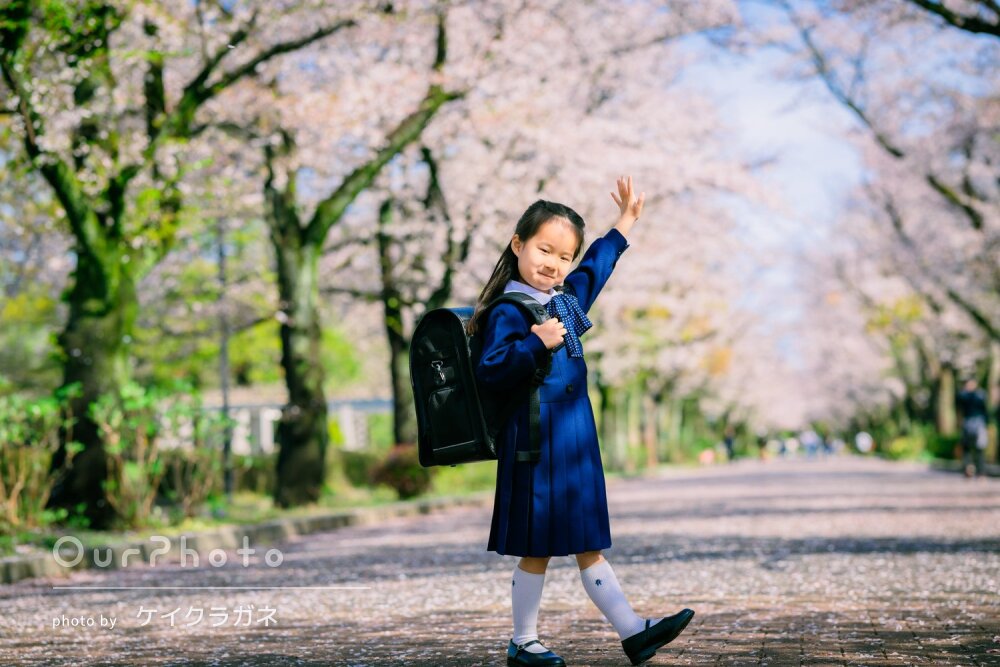 「桜などの背景が綺麗」初々しい新一年生！思い出に残る入学記念の撮影