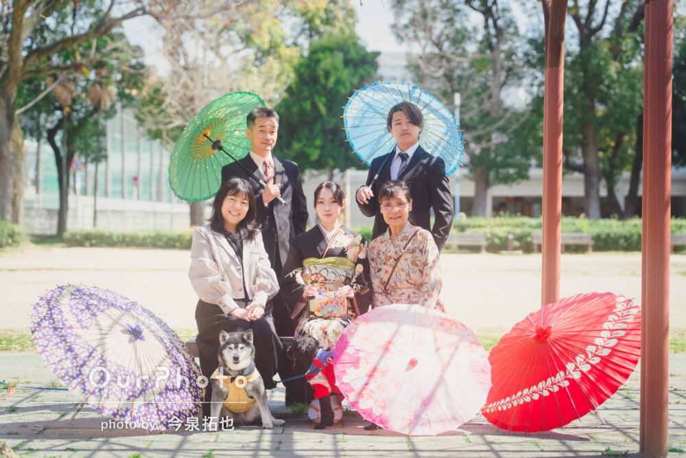 「大満足」桜咲く公園に映える振袖でリピーター様の成人式前撮りの撮影