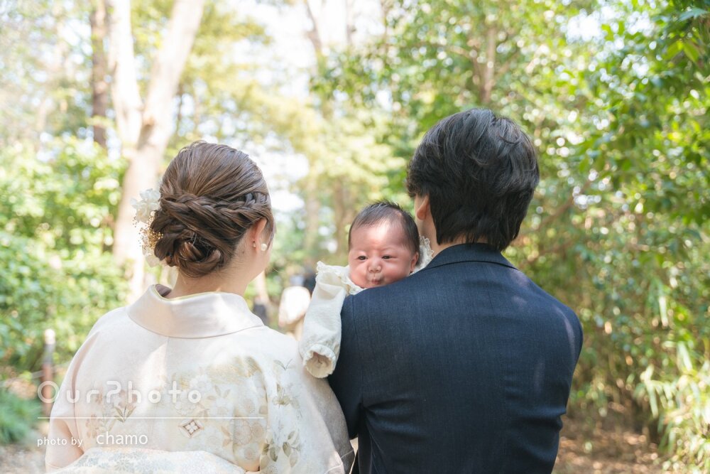 「明るくふわっとした写真」自然な表情が可愛い！神社でお宮参りの撮影