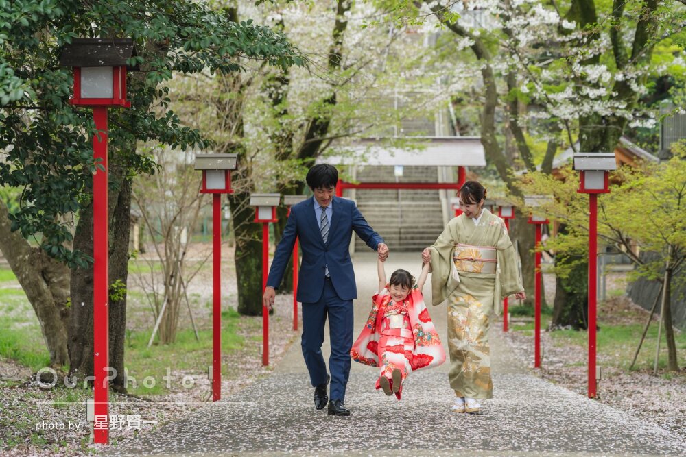 「笑顔の写真をたくさん撮ることができて大満足」桜の季節に七五三の撮影