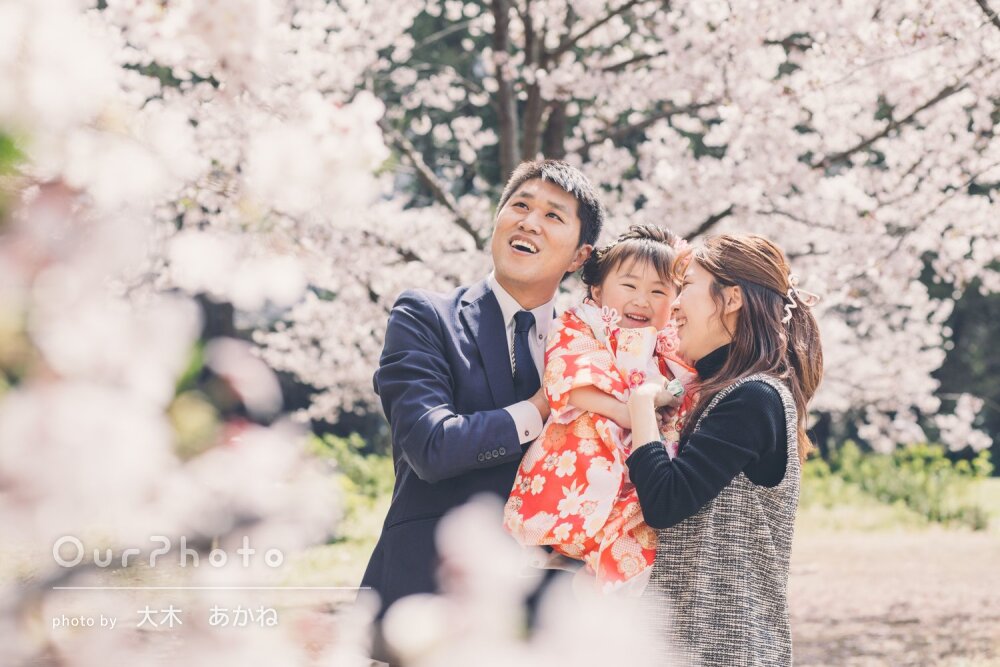 「子どもも心から楽しんで」自然な表情が可愛い！満開の桜と七五三の撮影