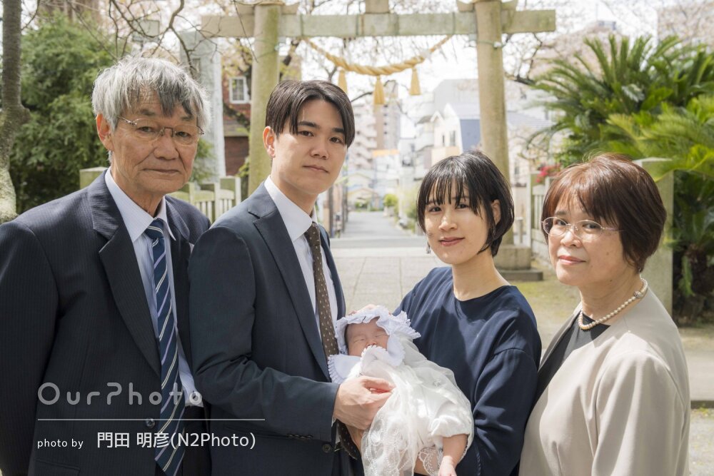 「大変よい思い出」神社で祖父母も一緒に！笑顔溢れるお宮参りの撮影