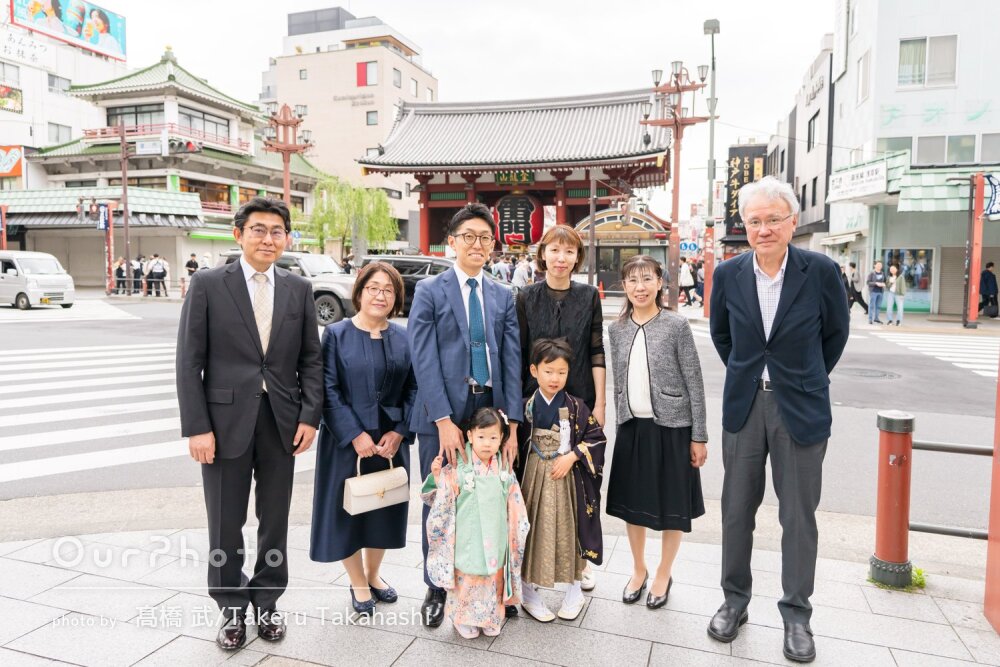 「曇天を感じさせない素敵な仕上がり」祖父母と一緒に兄妹の七五三の撮影