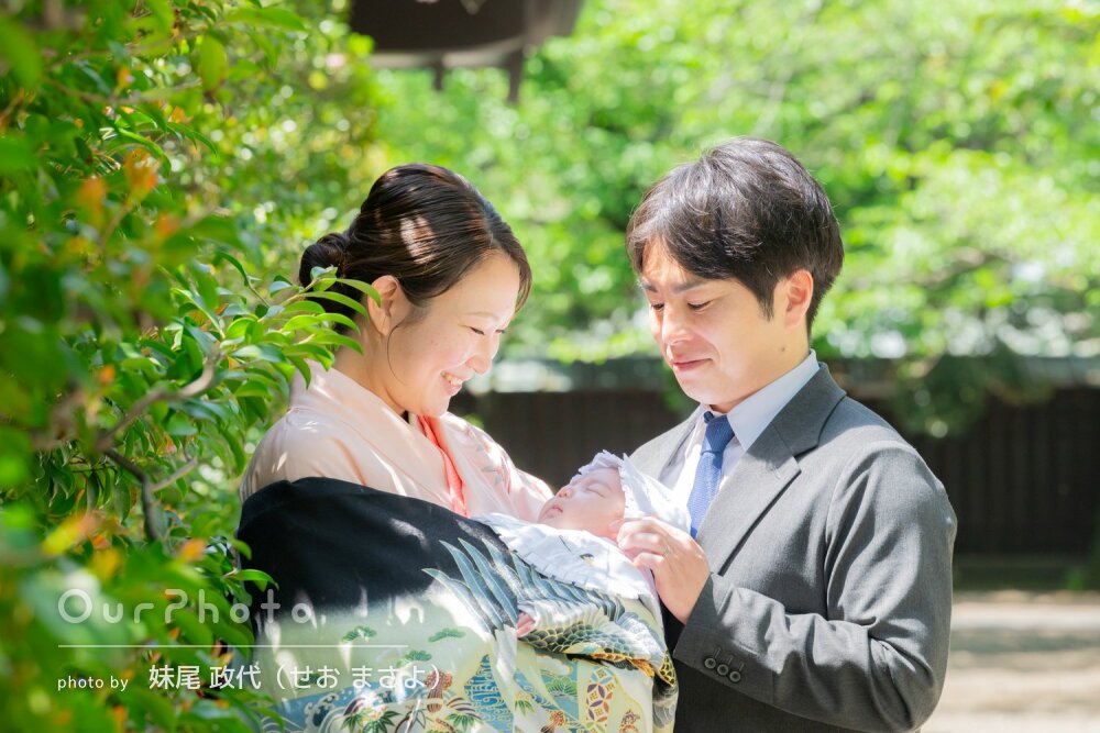 「素敵な雰囲気の仕上がり」神社で美しい和装！笑顔でお宮参りの撮影