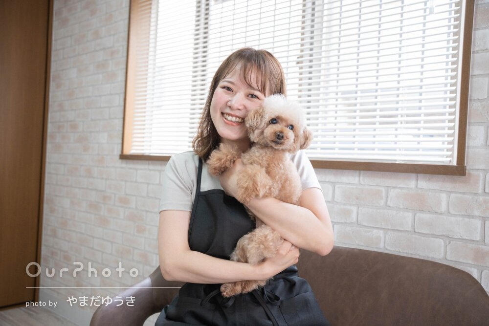 「素敵なお写真ばかりで大満足」看板犬と一緒に！明るい法人写真の撮影