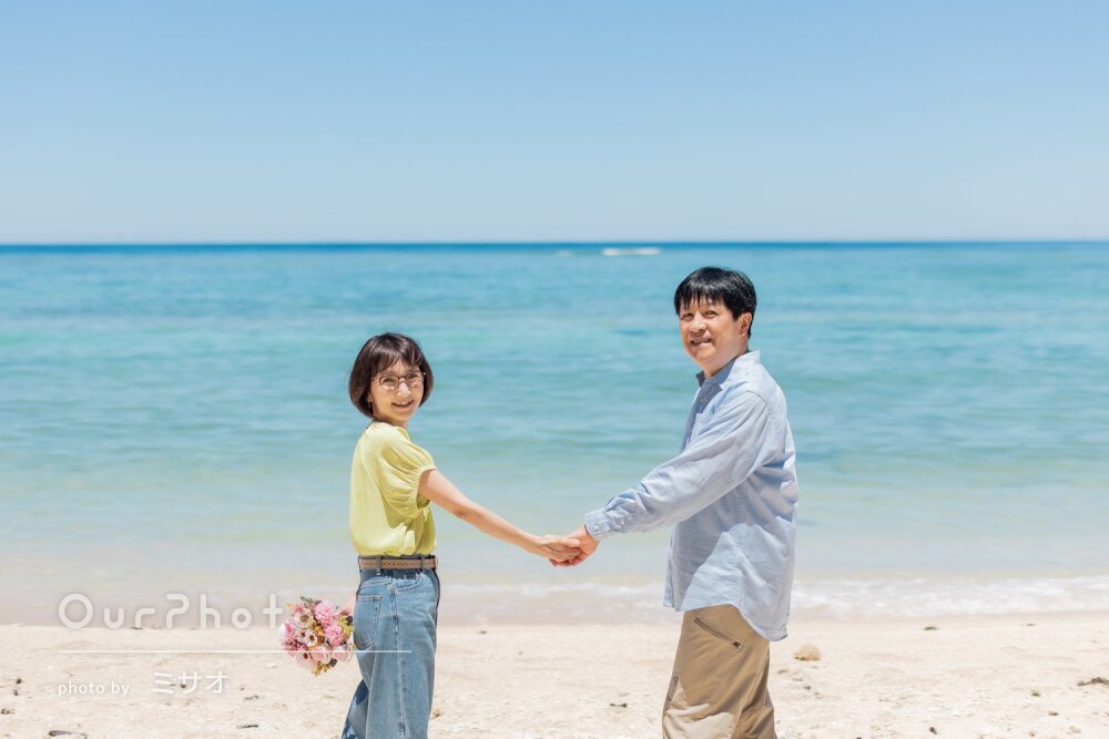 「どの写真も素敵」美しい海と空！幸せ笑顔がいっぱいの家族写真の撮影