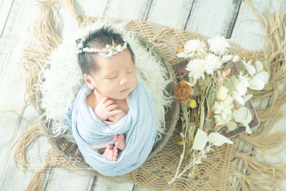 「子供が大きくなったら見せてあげたい」可愛いニューボーンフォトの撮影