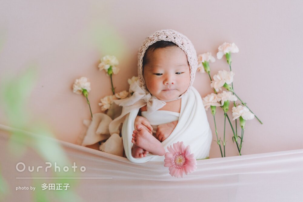 「とっても可愛く」愛らしい表情いっぱい！ニューボーンフォトの撮影