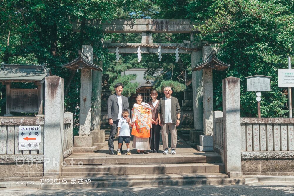 「撮影をお願いして良かった」家族に囲まれて愛情いっぱいのお宮参り撮影