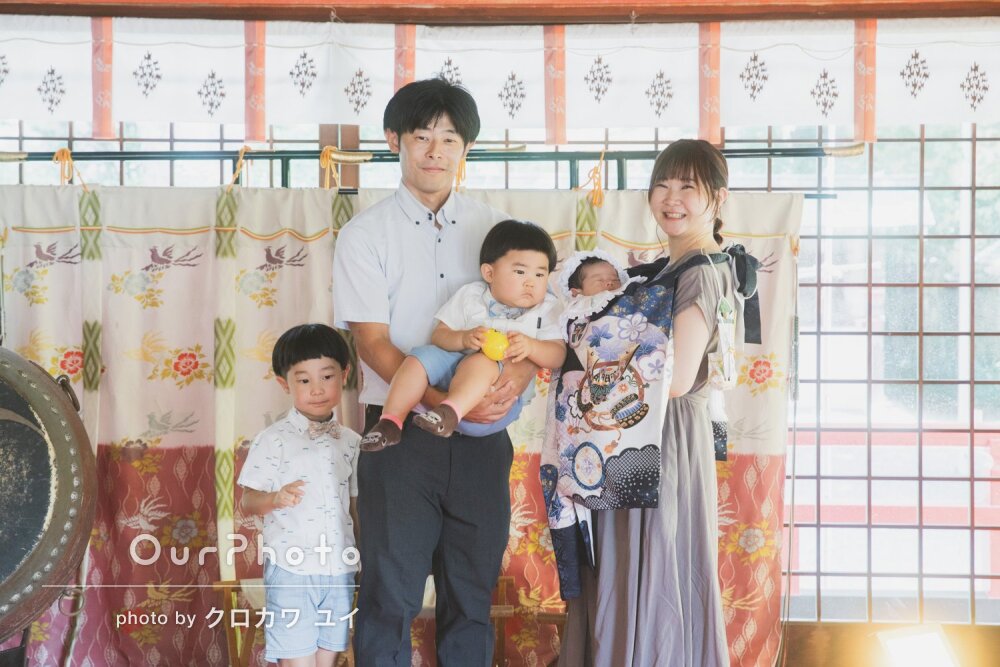 「思い返せる良い写真」自然な表情！神社でリピーター様のお宮参りの撮影
