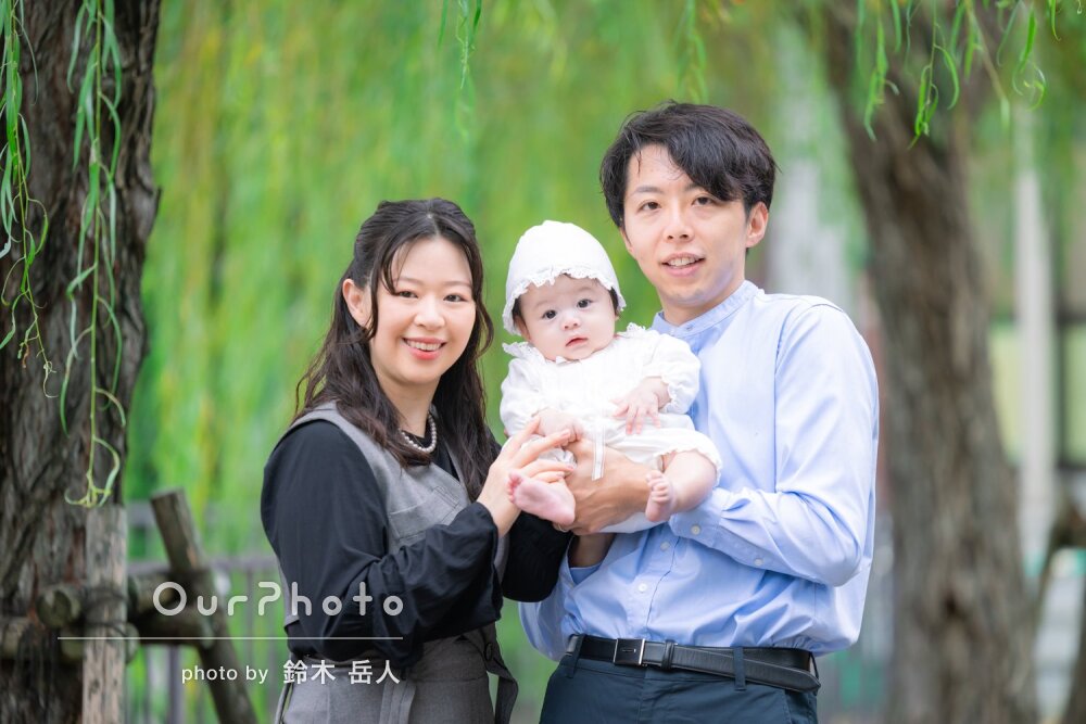 「親孝行の意味でも思い出に」赤ちゃんを囲んで家族一緒にお宮参りの撮影