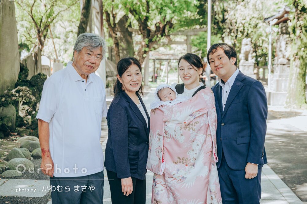 「綺麗な写真ばかりで嬉しいです！」祖父母も一緒に温かなお宮参りの撮影