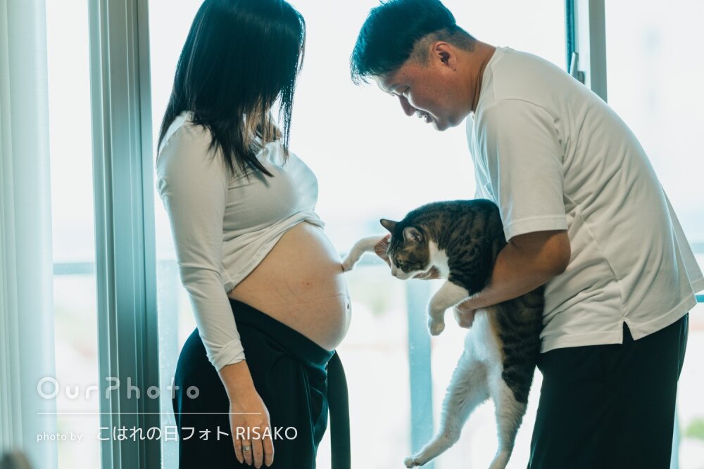 「自然でやさしいタッチのお写真」愛猫と一緒にマタニティフォトの撮影