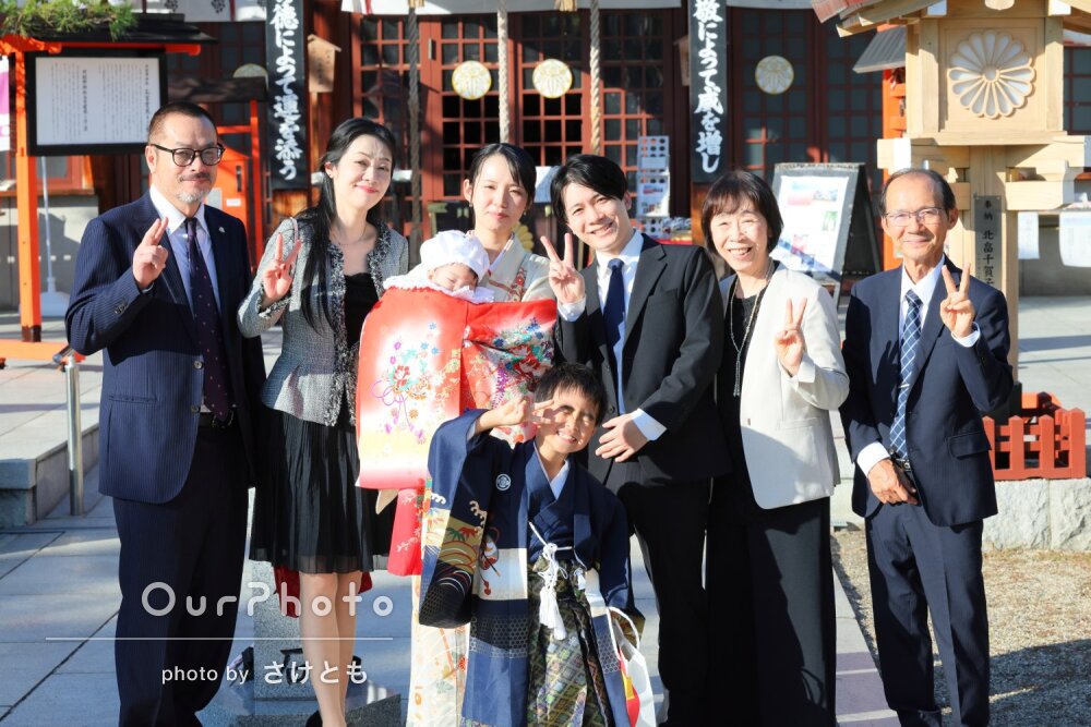 「色々テキパキと素敵な写真を」両家祖父母と共に七五三とお宮参りの撮影