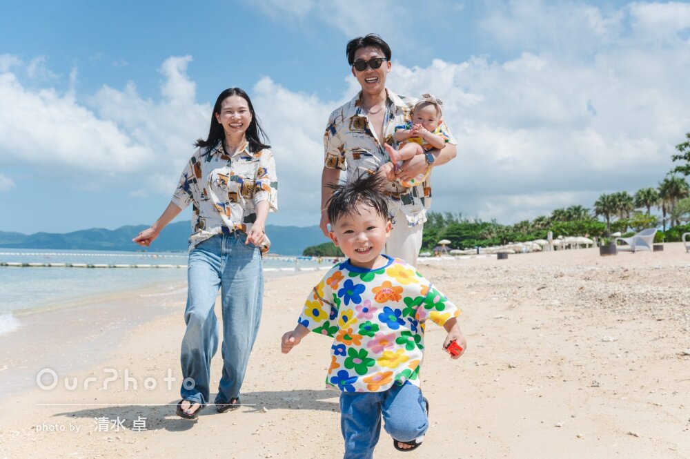 「楽しい撮影の時間でした」ビーチサイドで笑顔あふれる家族写真の撮影