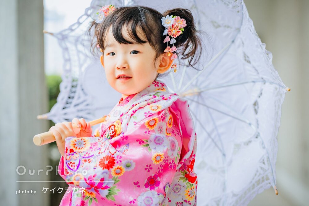「良い写真が沢山でお願いして良かった」和装が可愛い女の子の七五三撮影