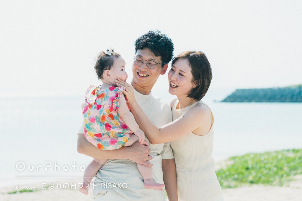 「家族3人での沖縄旅行の大切な思い出」1歳のお誕生日記念写真の撮影